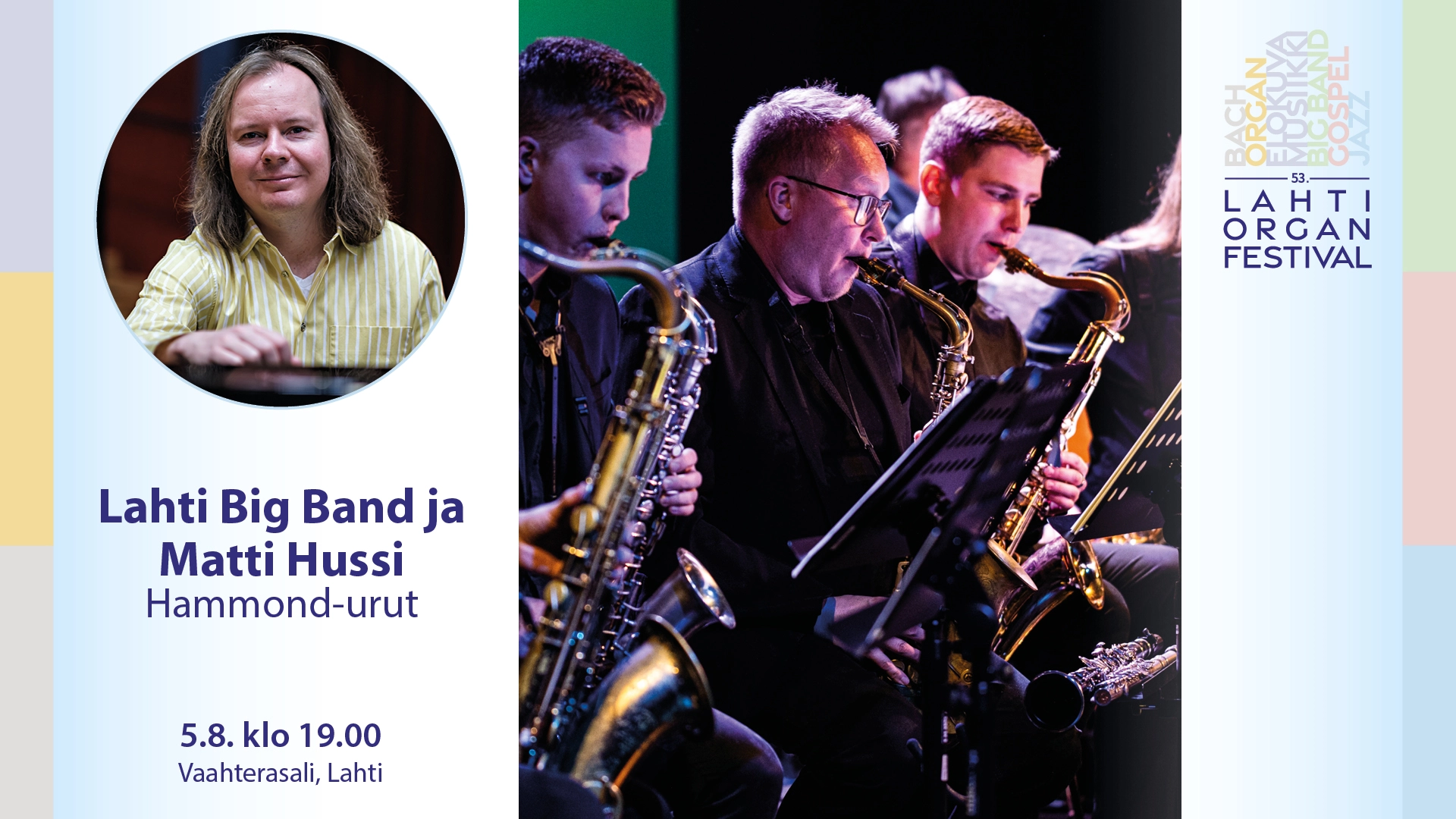 Kuvassa Matti Hussi ja Lahti Big Bandin saksofonistit.